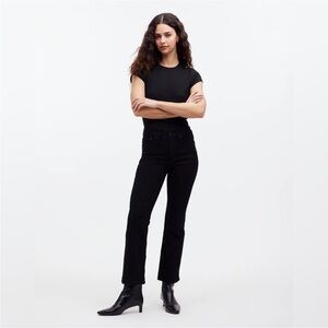 NWT Madewell Petite Kick Out Crop Jeans Black Rinse Wash Sz 23P 🤐 broken zipper